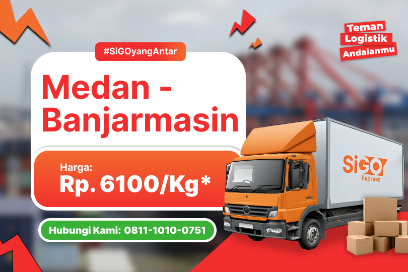 Kirim Barang Medan - Banjarmasin Rp 6.100 / kg