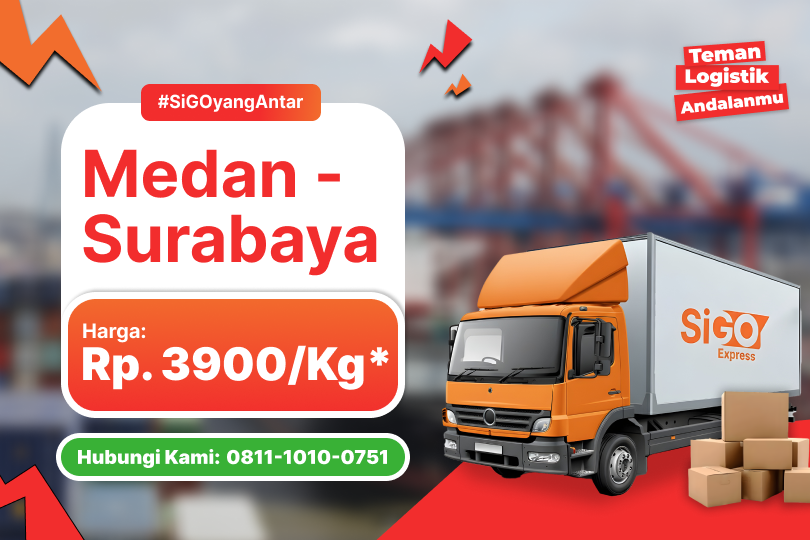 Kirim Barang Medan - Surabaya Rp 3.900 / kg