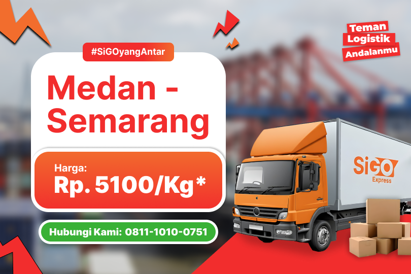 Kirim Barang Medan - Semarang Rp 5.100 / kg
